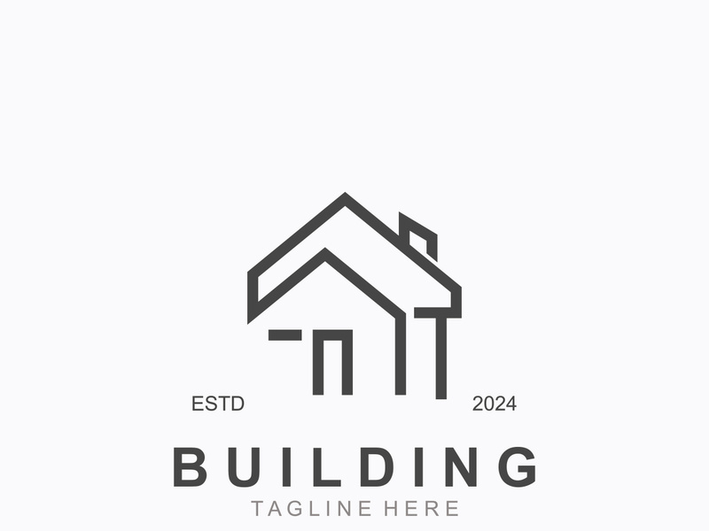 Building logo construction modern real estate symbol for architecture house and property design