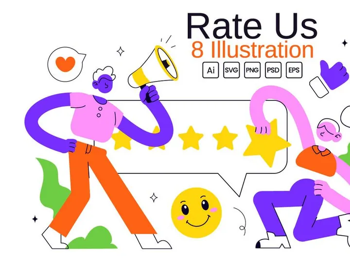 Ilustração Vetorial de 8 Avaliações