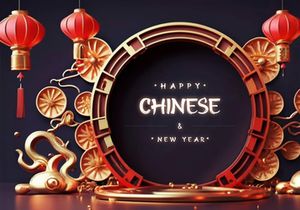 PSD 3d rendaring realistic chinese new year background bundles