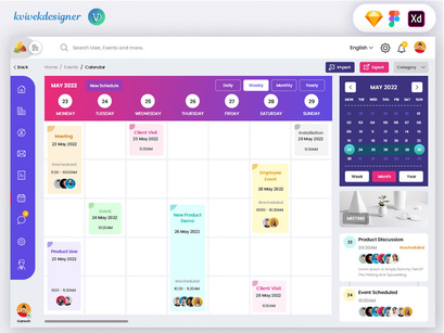Admin Dashboard Calendar Schedule Page Web UI Template