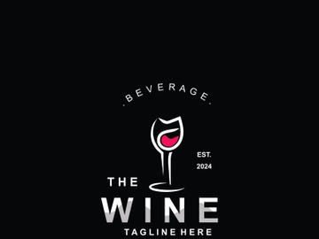 Wine drink Vintage logo label with glass or beer premium, bars, clubs, cafes company preview picture
