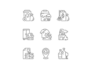 Waste disposal linear icons set preview picture
