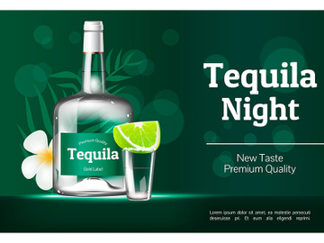 Tequila night realistic vector product ads banner template preview picture