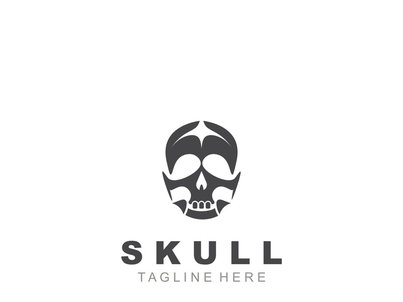 Skull skeleton logo vintage template idea on white background