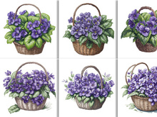Watercolor Floral Flower Basket Design