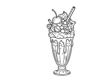 Colorful ice cream sundae with marshmallows and bear vector illustration