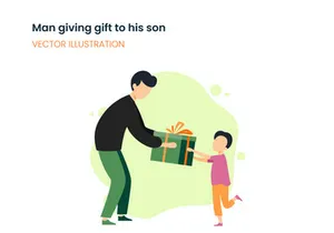 Man giving gift to his son
