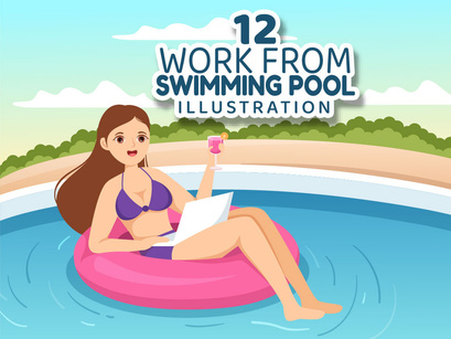 12 Work From Swimming Pool Illustration