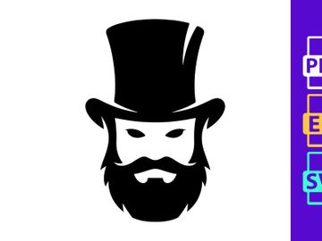Cartoon gentleman top hat smile minimalist black white vector preview picture