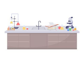 Laboratory desk semi flat color vector item preview picture