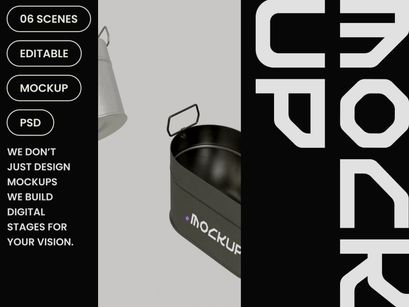 Oval Metal Bucket Mockup
