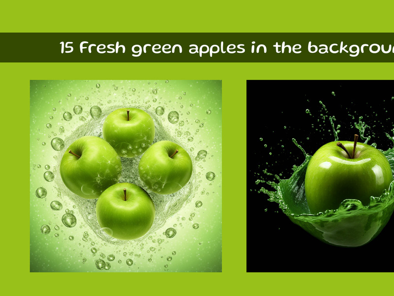 Fresh green apples in the background