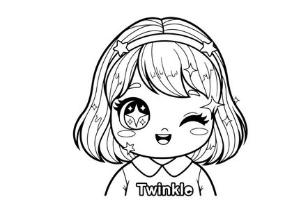 Cute girl twinkle star eyes vector illustration flat design