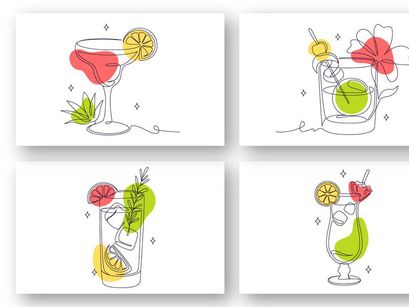 6 Cocktail Vector Illustration