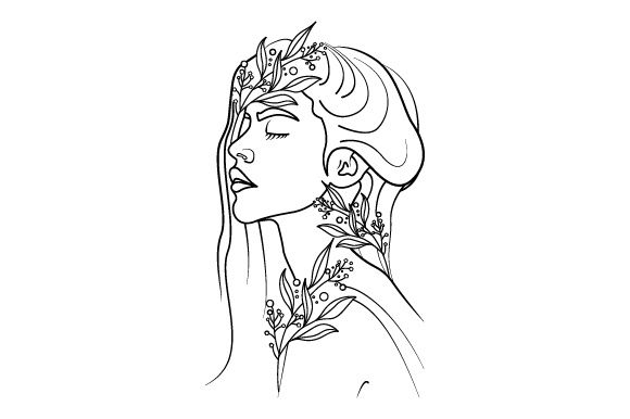 Line Art Flower Drawing Women