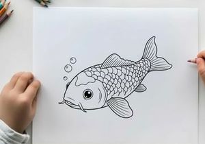 Cute cartoon fish swimming vector illustration flat design