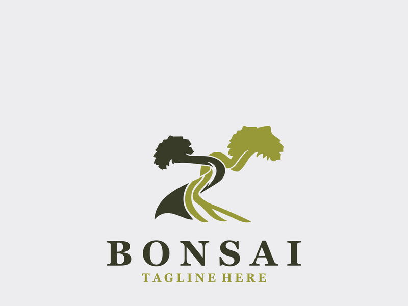 Bonsai Tree Logo Design template. vintage  illustration of aesthetic bonsai plants culture