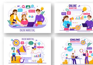 13 Digital Online Marketing Illustration