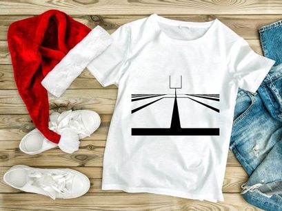 American football goal post on a black and white bowling alley lane