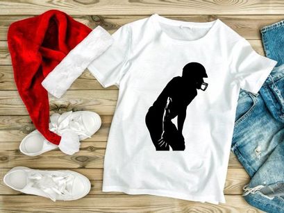 American football player in ready position silhouette