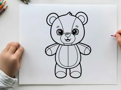 Cute cartoon teddy bear standing vector illustration