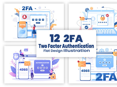 12 2FA Two Steps Authentication Password Illustration