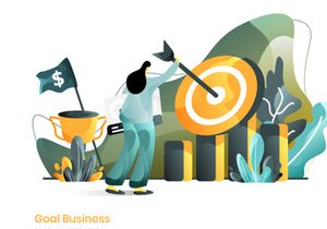 Business Online Marketing set flat illustration