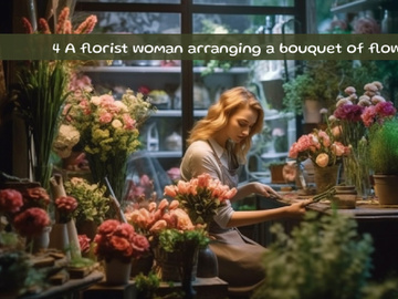 A florist woman arranging a bouquet of flowers preview picture