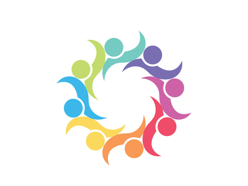 community logo design colorful with  logo vector icon