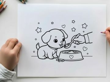 Cute dog eating ice cream vector illustration flat design preview picture
