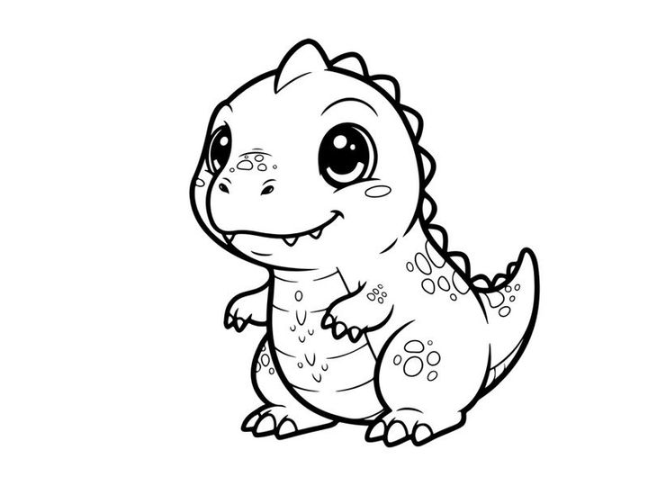 Cute baby dinosaur smiling vector illustration flat design