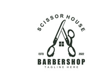 Scissors Logo Design, Barbershop Shaver Vector, Babershop Scissors Brand Illustration