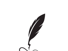 Feather quill design icon and logo illustration classic stationery