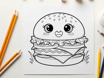 Cute burger character smiling vector illustration flat design