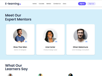 E-learning NextJs Free Landing Page Template