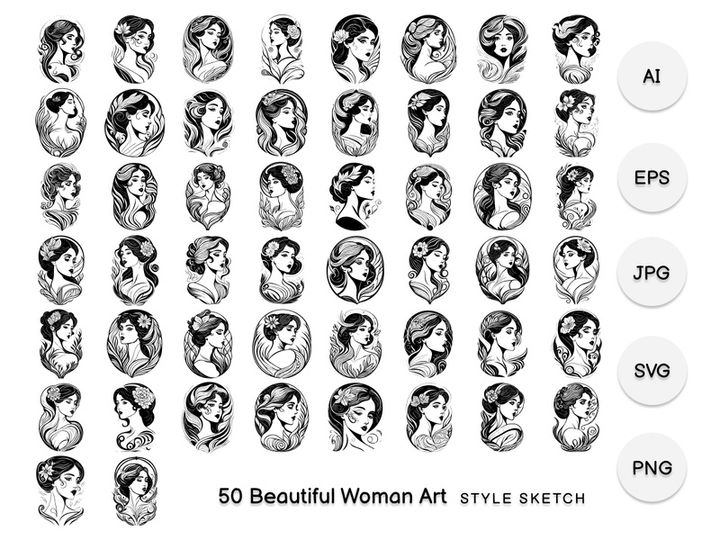 Beautiful Woman Art Element Black