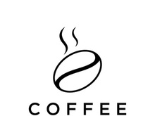 Coffee bean logo design with retro outline.