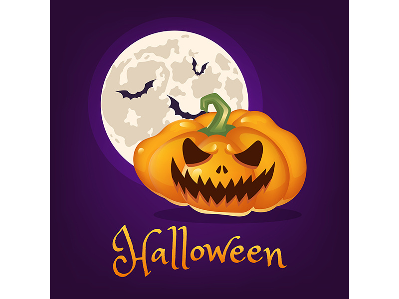 Scary pumpkin cartoon vector illustration