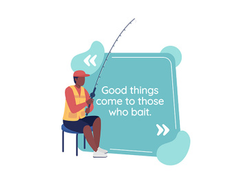 Fishing vector quote box with flat character preview picture