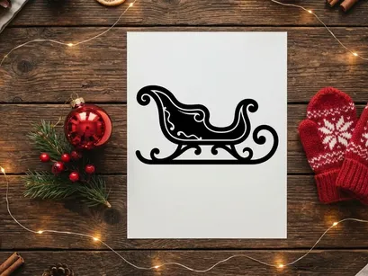 Silhueta preta de um trenó de Natal ícone para design de feriados e decoração sazonal de inverno.