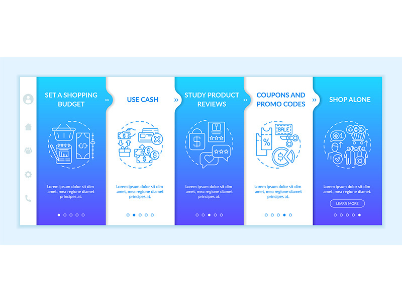 Money-saving tips for shoppers onboarding vector template