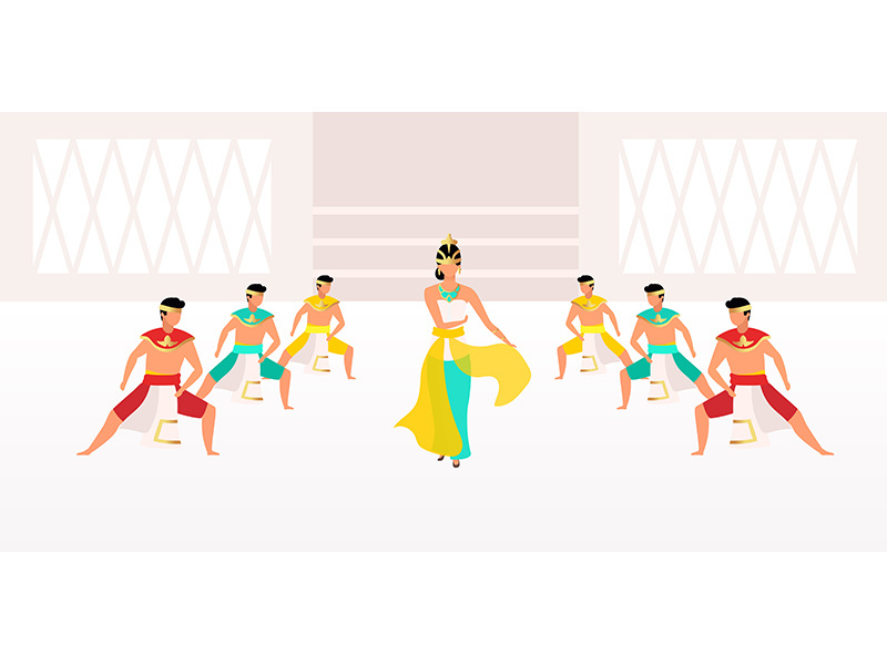 Indonesian dances flat vector illustration