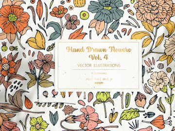 Hand Drawn Flowers Vol. 4 Vector Illustrations preview picture