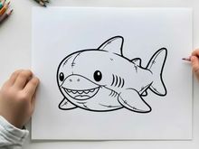 Cute smiling shark mascot vector illustration flat design