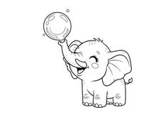 Cute elephant holding soap bubble vector illustration