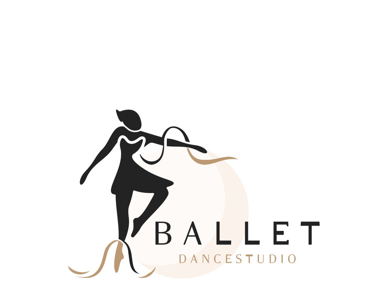 Ballet Dance studio logo design. Silhouette of a girl Dancing class abstract figure illustration