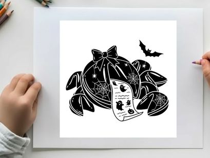Halloween crab silhouette with bat and spider web decorations