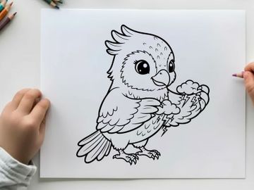 Cute baby owl holding heart vector illustration preview picture