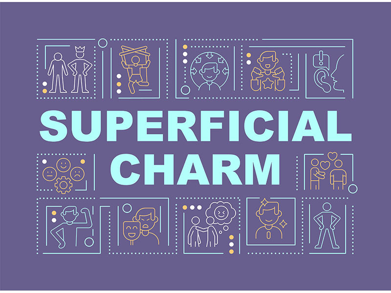 Superficial charm word concepts dark purple banner