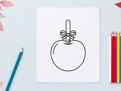 Hand-drawn apple illustration with leaf and stem. Minimalist fruit sketch for design and educational use.